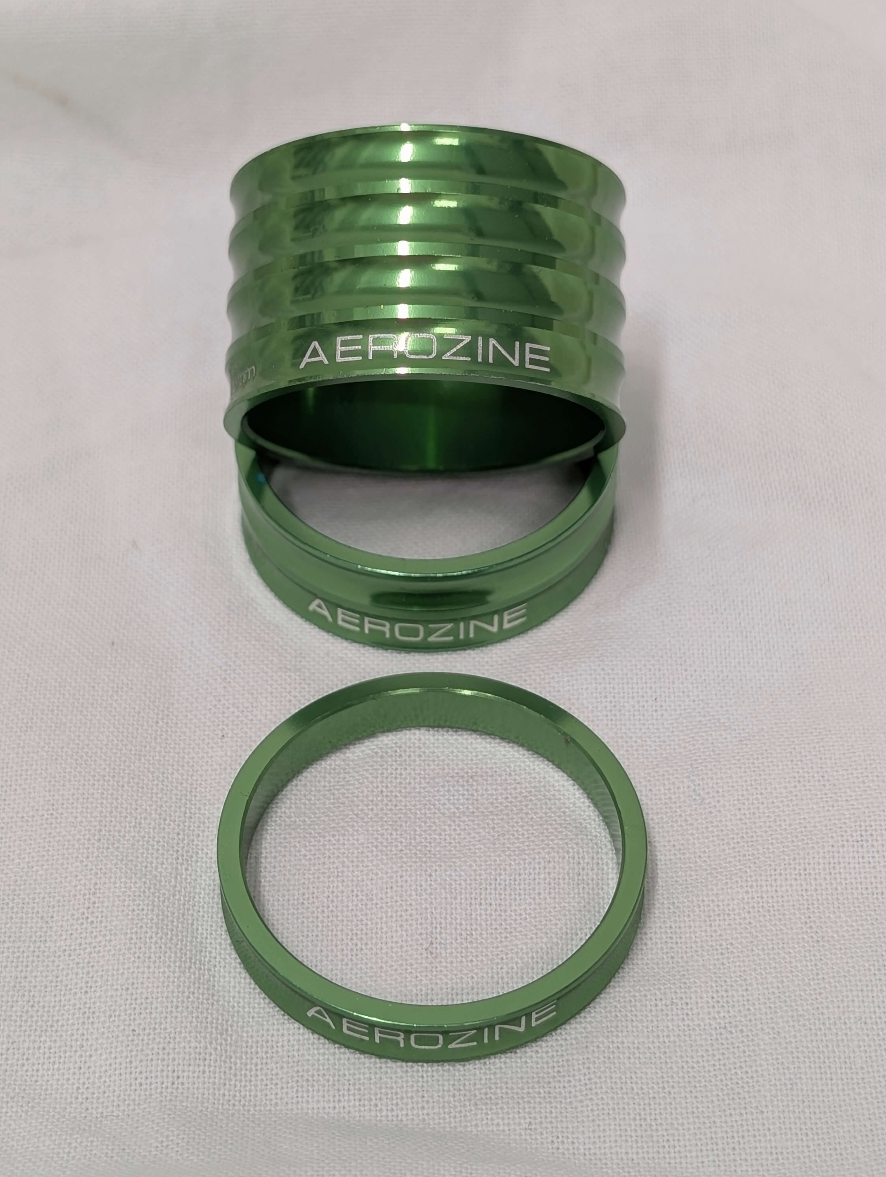 Aerozine CNC Machined Headset Spacer Kit - 5mm/10mm/20mm - Green
