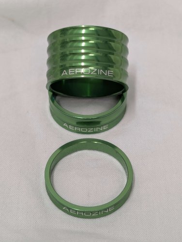 Aerozine CNC Machined Headset Spacer Kit - 5mm/10mm/20mm - Green