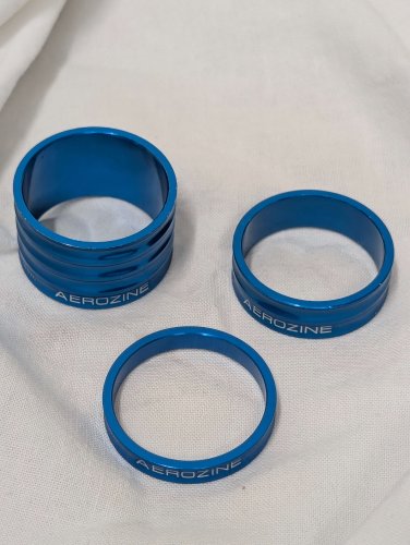 Aerozine CNC Machined Headset Spacer Kit - 5mm/10mm/20mm - Blue