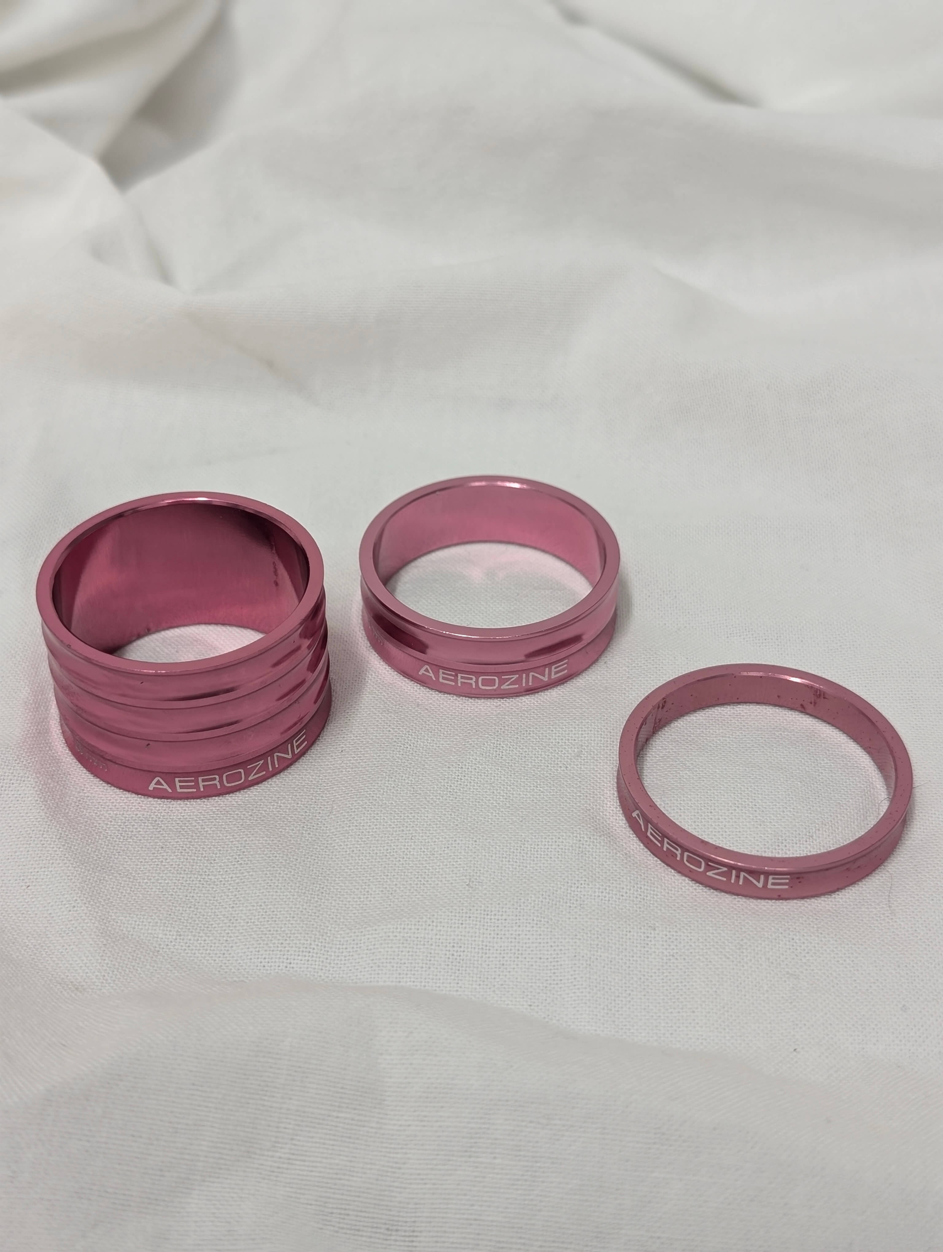 Aerozine CNC Machined Headset Spacer Kit - 5mm/10mm/20mm - Pink