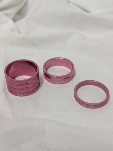 Aerozine CNC Machined Headset Spacer Kit - 5mm/10mm/20mm - Pink