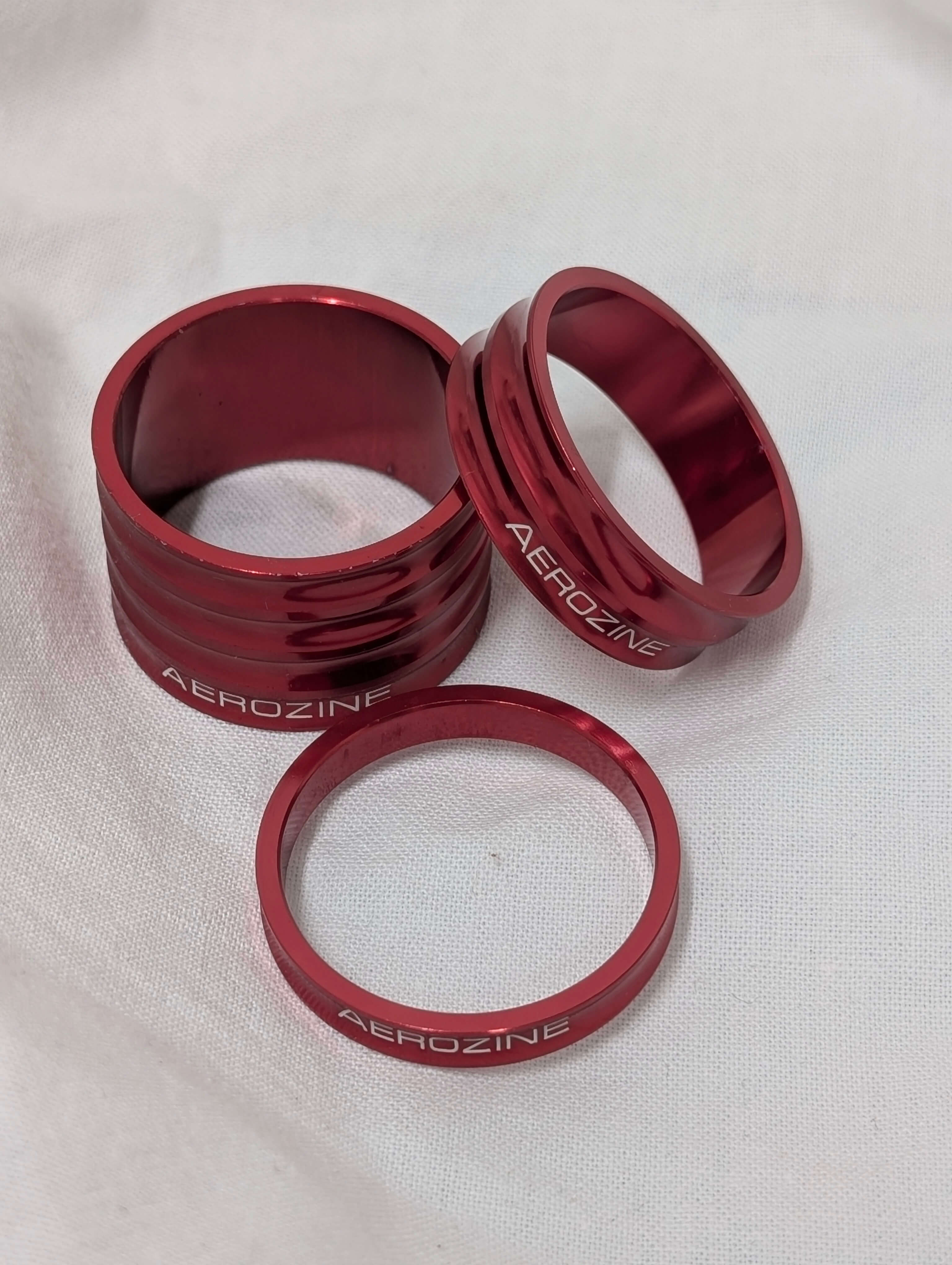 Aerozine CNC Machined Headset Spacer Kit - 5mm/10mm/20mm - Red