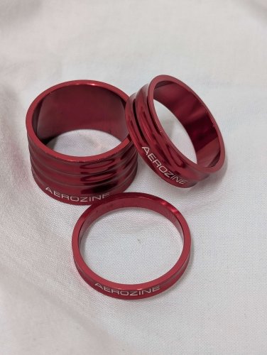 Aerozine CNC Machined Headset Spacer Kit - 5mm/10mm/20mm - Red